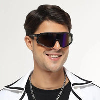 Myrion | Black/Blue Medium Full Rim Shield Sports Sunglasses for Men & Women [UV-protected]
