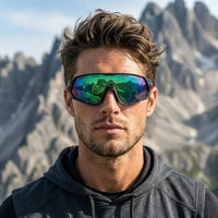 Myrion | Black Medium Full Rim Shield Sports Sunglasses for Men & Women [UV-protected]
