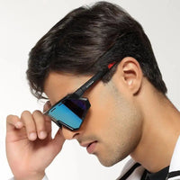 Myrion | Black Medium Full Rim Shield Sports Sunglasses for Men & Women [UV-protected]