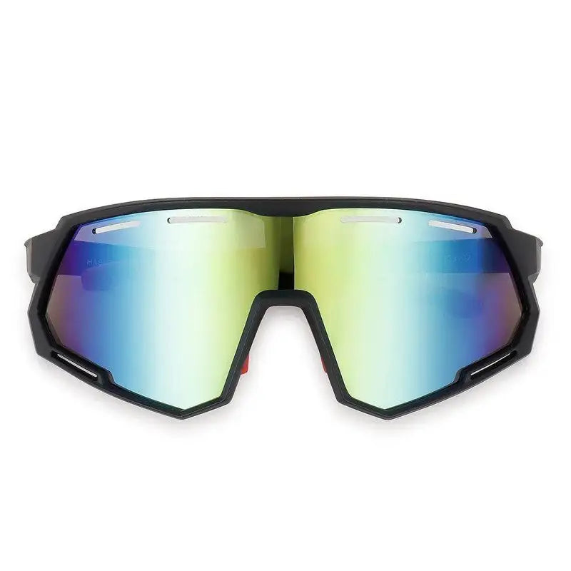 Myrion | Black Medium Full Rim Shield Sports Sunglasses for Men & Women [UV-protected]