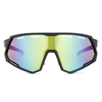 Myrion | Black Medium Full Rim Shield Sports Sunglasses for Men & Women [UV-protected]
