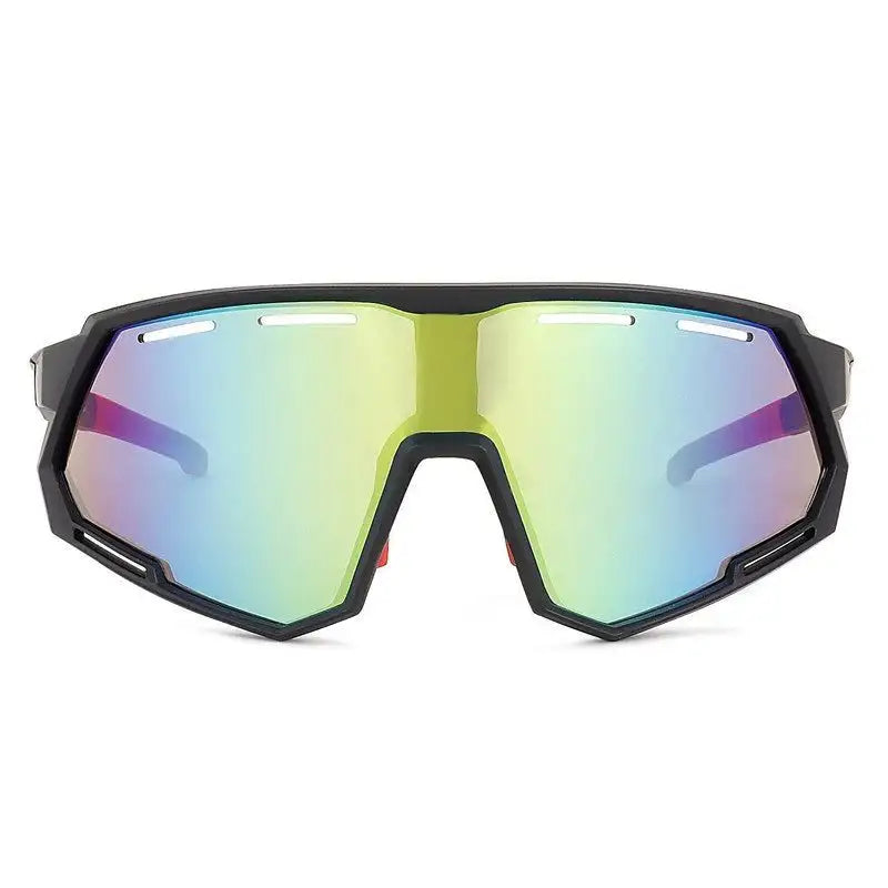 Myrion | Black Medium Full Rim Shield Sports Sunglasses for Men & Women [UV-protected]