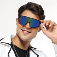 Myrion | Black Medium Full Rim Shield Sports Sunglasses for Men & Women [UV-protected]