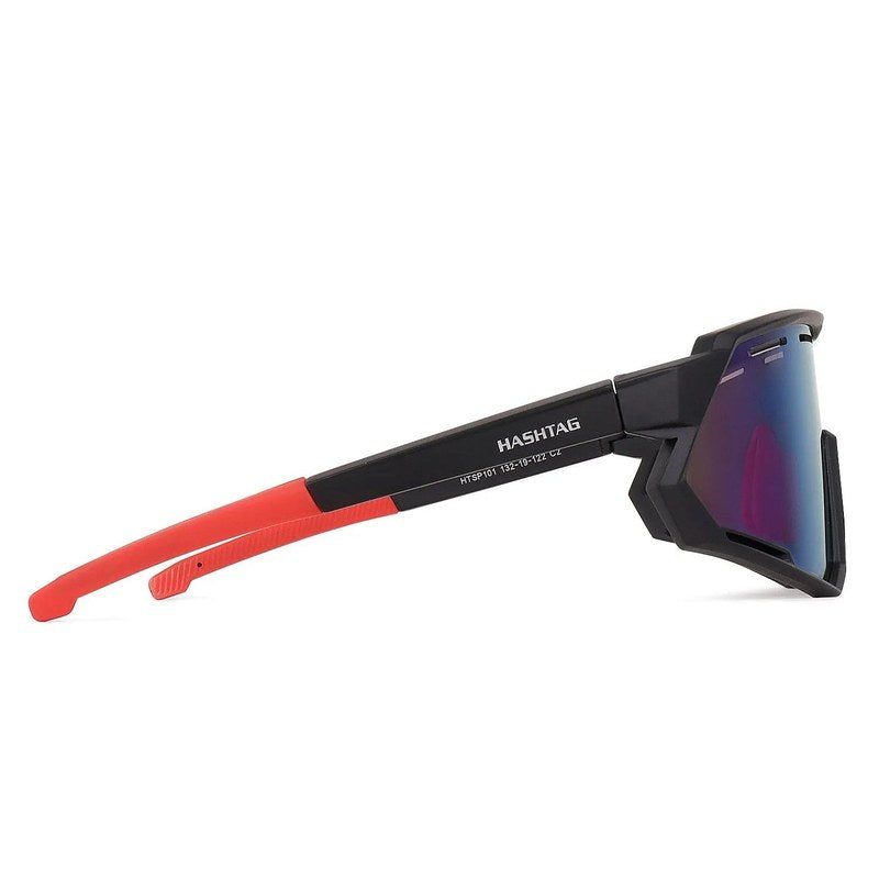 Myrion Black Medium Full Rim Shield Sports Sunglasses for Men & Women — Hashtag Eyewears