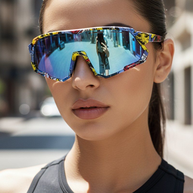 Myrion Multi Texture Medium Full Rim Shield Sports Sunglasses for Men & Women — Hashtag Eyewears