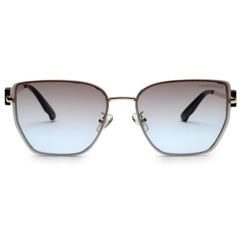 Nebular Gradient Brown & Blue Medium Full Rim Rectangle Sunglasses for Women — Hashtag Eyewears