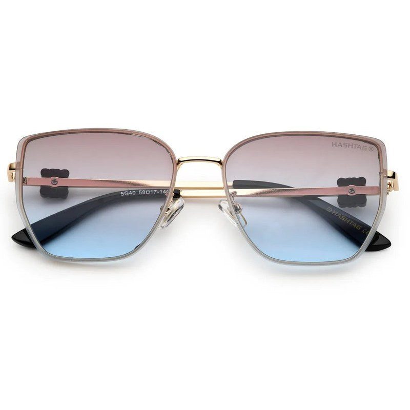 Nebular Gradient Brown & Blue Medium Full Rim Rectangle Sunglasses for Women — Hashtag Eyewears