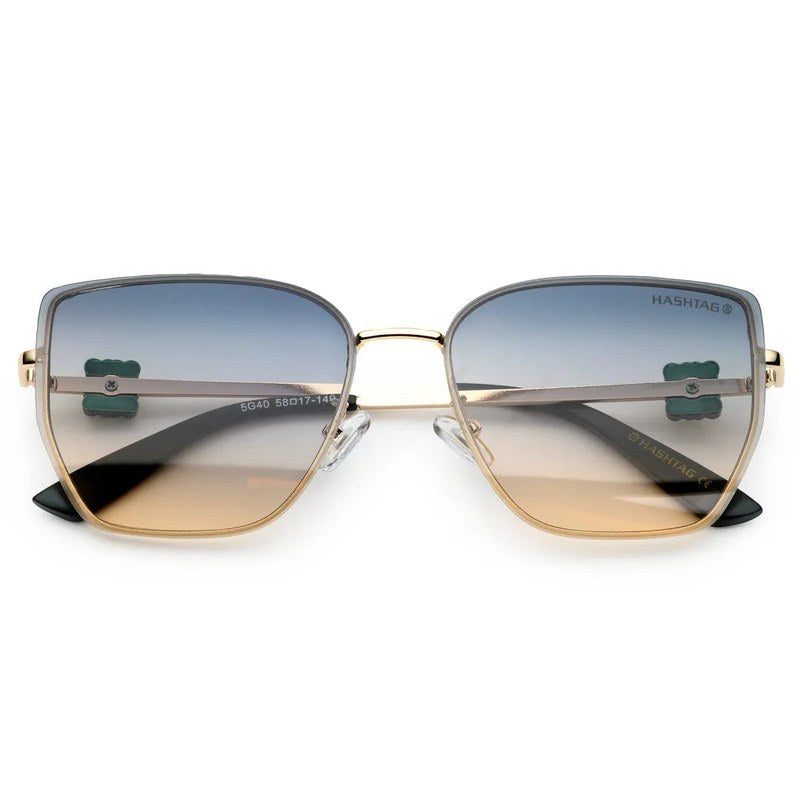 Nebular Gradient Green Medium Full Rim Rectangle Sunglasses for Women — Hashtag Eyewears
