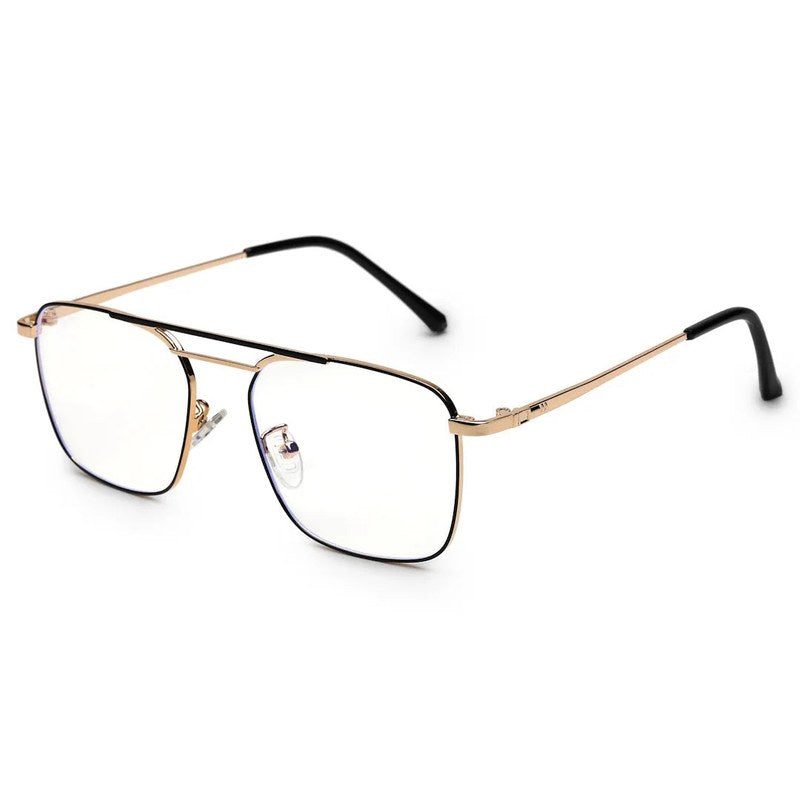 Neuron Black & Golden Medium Full Rim RECTANGLE Computer Glasses for Men & Women — Hashtag Eyewears