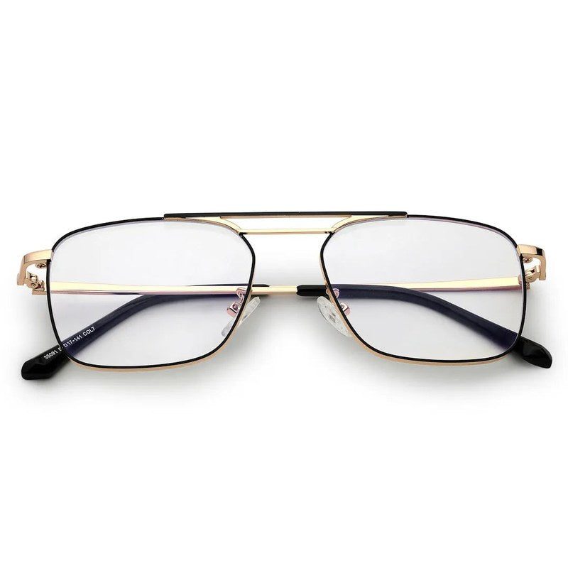 Neuron Black & Golden Medium Full Rim RECTANGLE Computer Glasses for Men & Women — Hashtag Eyewears