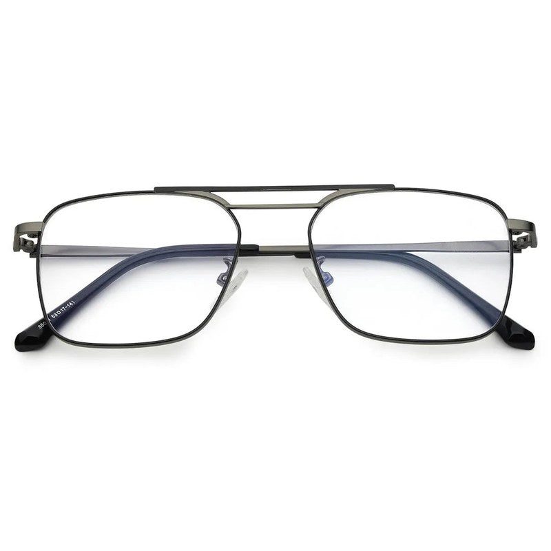 Neuron | Black & Grey Medium Full Rim RECTANGLE Computer Glasses for Men & Women [Blue Block]
