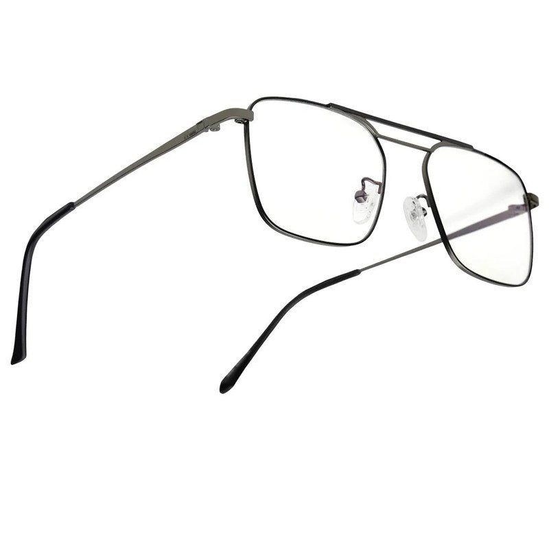 Neuron | Black & Grey Medium Full Rim RECTANGLE Computer Glasses for Men & Women [Blue Block]