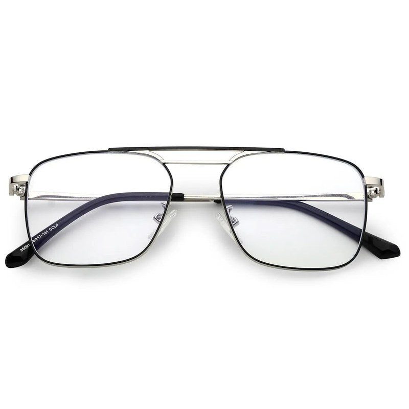 Neuron Black & Silver Medium Full Rim RECTANGLE Computer Glasses for Men & Women — Hashtag Eyewears