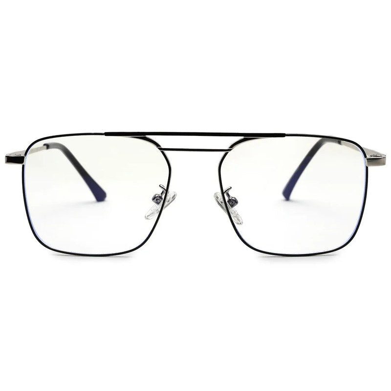 Neuron Black & Silver Medium Full Rim RECTANGLE Computer Glasses for Men & Women — Hashtag Eyewears