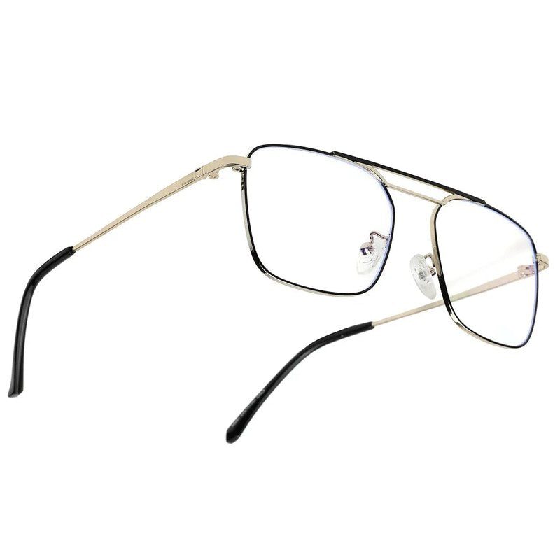 Neuron Black & Silver Medium Full Rim RECTANGLE Computer Glasses for Men & Women — Hashtag Eyewears