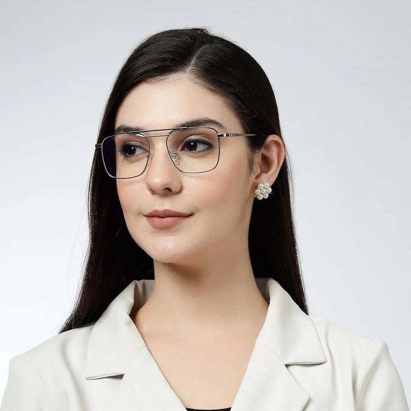 Neuron Black & Silver Medium Full Rim RECTANGLE Computer Glasses for Men & Women — Hashtag Eyewears