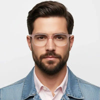 NexEye | Transparent Baby Pink Medium Full Rim RECTANGLE Computer Glasses for Men & Women [Blue Block]