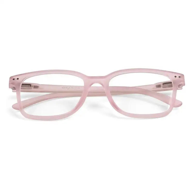 NexEye | Transparent Baby Pink Medium Full Rim RECTANGLE Computer Glasses for Men & Women [Blue Block]