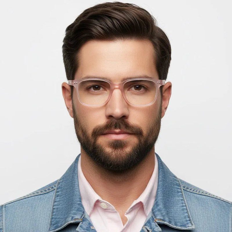 NexEye Transparent Baby Pink Medium Full Rim RECTANGLE Computer Glasses for Men & Women — Hashtag Eyewears