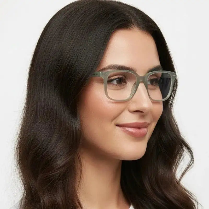 NexEye | Transparent Light Green Medium Full Rim RECTANGLE Computer Glasses for Men & Women [Blue Block]