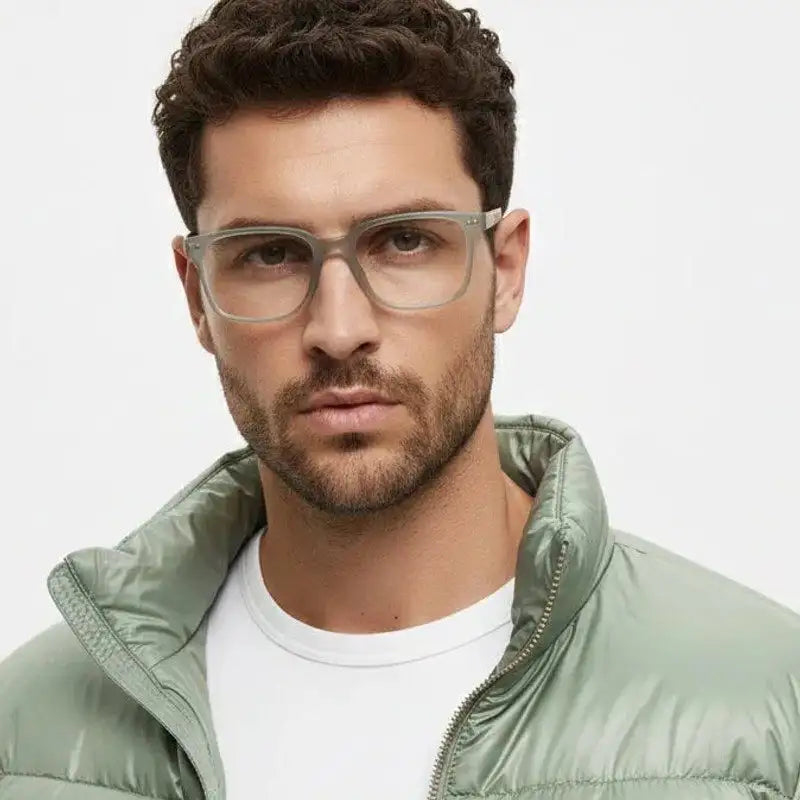 NexEye | Transparent Light Green Medium Full Rim RECTANGLE Computer Glasses for Men & Women [Blue Block]