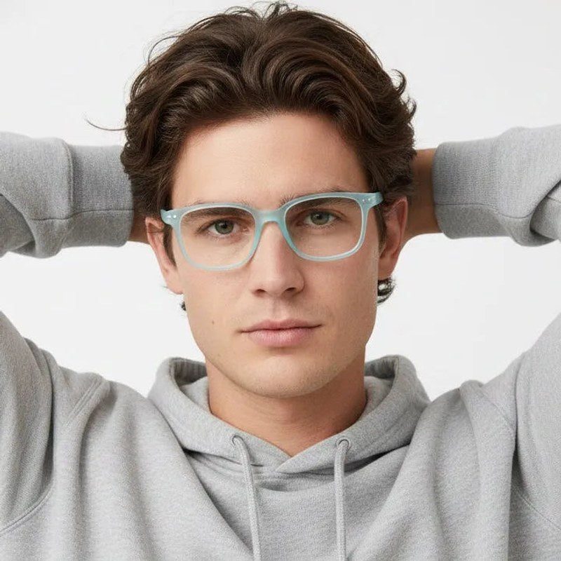 NexEye Transparent Light Skyblue Medium Full Rim RECTANGLE Computer Glasses for Men & Women — Hashtag Eyewears