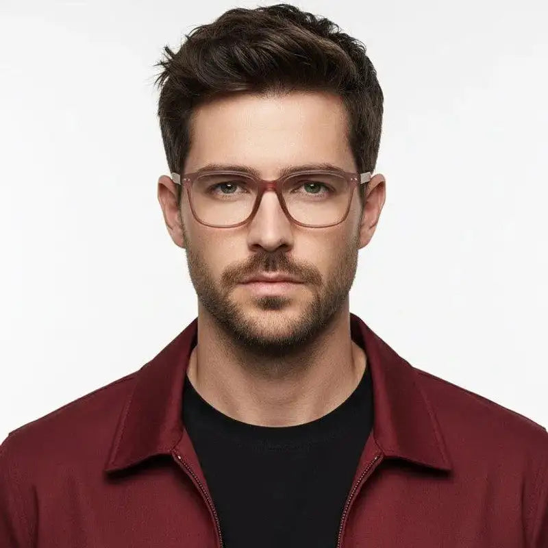NexEye | Transparent Mate Maroon Medium Full Rim RECTANGLE Computer Glasses for Men & Women [Blue Block]