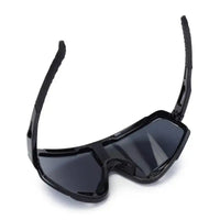 Nexis | Black Large Full Rim Shield Sports Sunglasses for Men & Women [UV-protected]