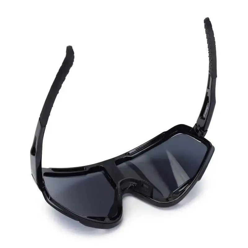 Nexis | Black Large Full Rim Shield Sports Sunglasses for Men & Women [UV-protected]