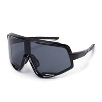 Nexis | Black Large Full Rim Shield Sports Sunglasses for Men & Women [UV-protected]