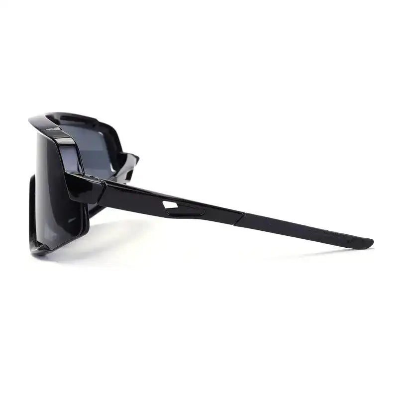 Nexis | Black Large Full Rim Shield Sports Sunglasses for Men & Women [UV-protected]