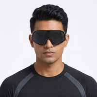 Nexis | Black Large Full Rim Shield Sports Sunglasses for Men & Women [UV-protected]