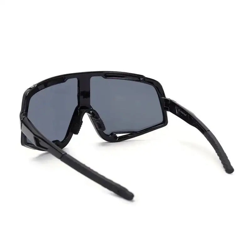 Nexis | Black Large Full Rim Shield Sports Sunglasses for Men & Women [UV-protected]