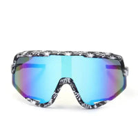Nexis | Black/White/Texture Large Full Rim Shield Sports Sunglasses for Men & Women [UV-protected]