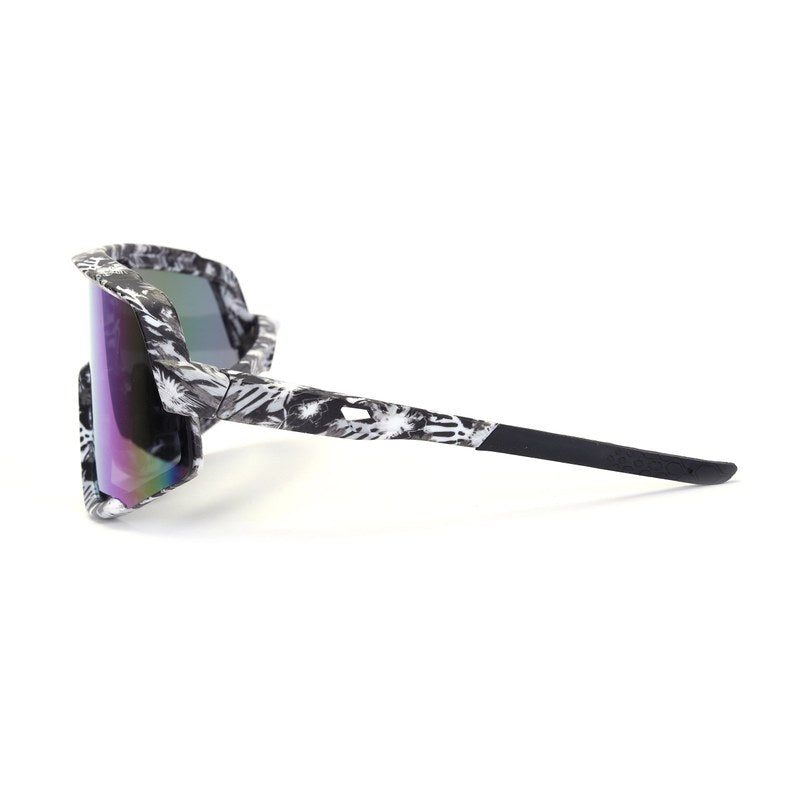 Nexis Black/White/Texture Large Full Rim Shield Sports Sunglasses for Men & Women — Hashtag Eyewears