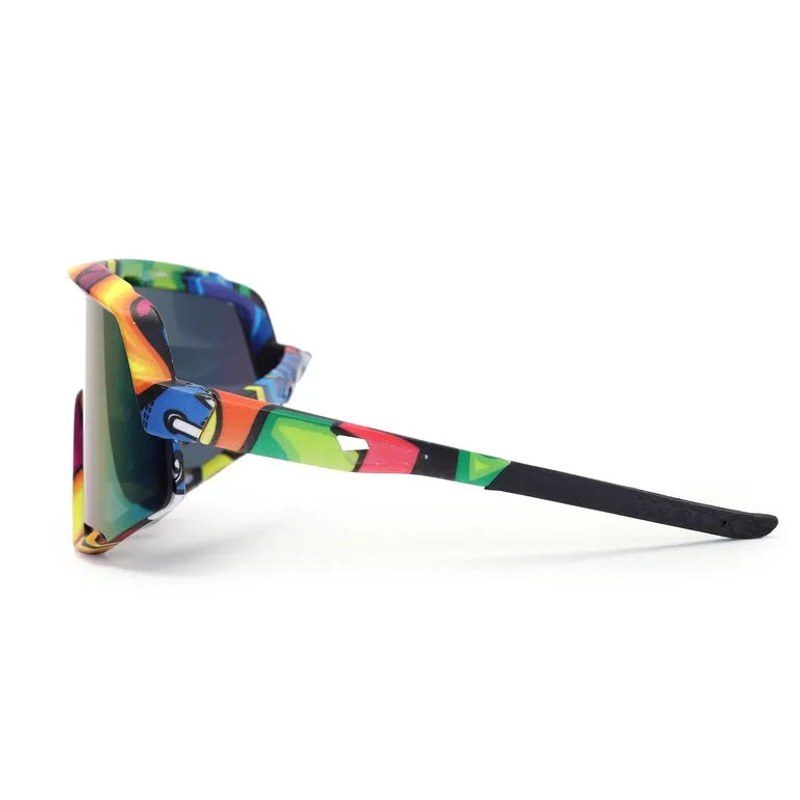 Nexis | Blue/ Green Large Full Rim Shield Sports Sunglasses for Men & Women [UV-protected]