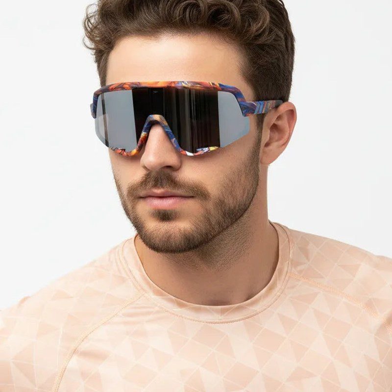 Nexis Grey Large Full Rim Shield Sports Sunglasses for Men & Women — Hashtag Eyewears