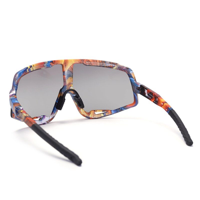 Nexis | Grey Large Full Rim Shield Sports Sunglasses for Men & Women [UV-protected]