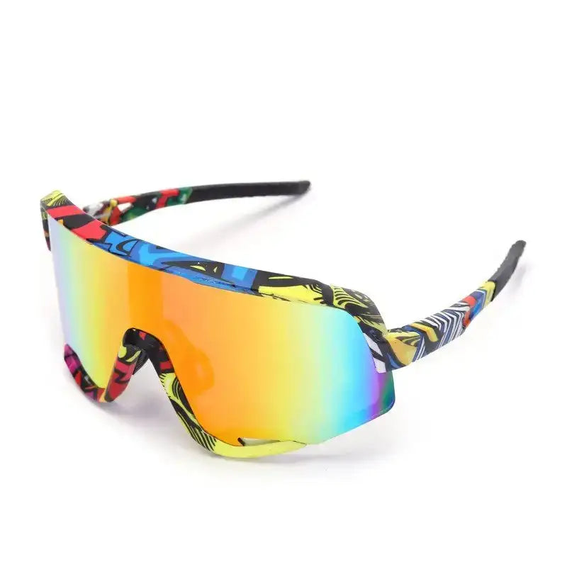 Nexis | Multi Colour/Texture Large Full Rim Shield Sports Sunglasses for Men & Women [UV-protected]