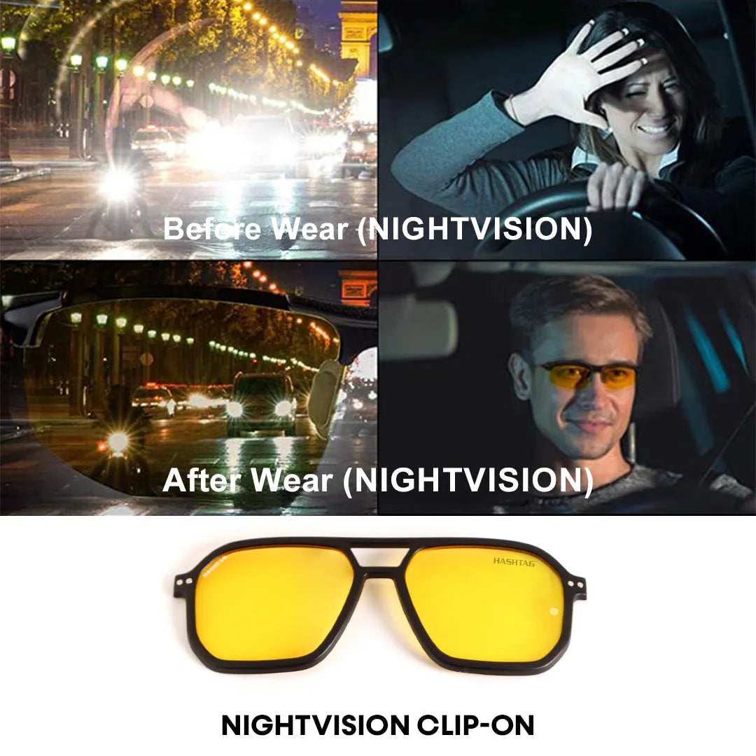 Phoenix | Black Medium Full Rim Square Clip-on for Men & Women [Clip-on]