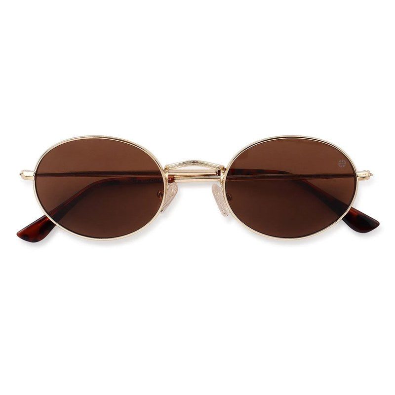 Nimbra Brown Small Full Rim Oval Sunglasses for Women — Hashtag Eyewears