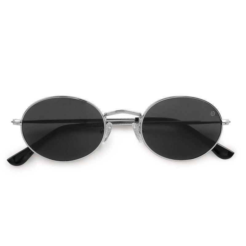 Nimbra | Silver Small Full Rim Oval Sunglasses for Women [UV-protected]