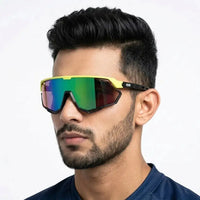 Nitro | Light Green Extra-Large Full Rim Shield Sports Sunglasses for Men & Women [UV-protected]