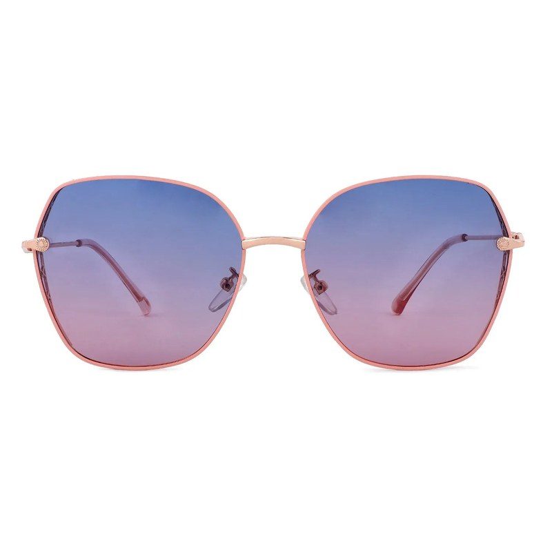 Nixion Pink & Golden Large Full Rim Square Sunglasses for Women — Hashtag Eyewears