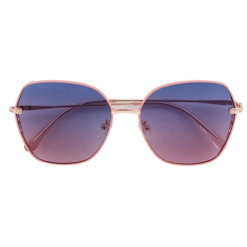 Nixion | Pink & Golden Large Full Rim Square Sunglasses for Women [Polarized]