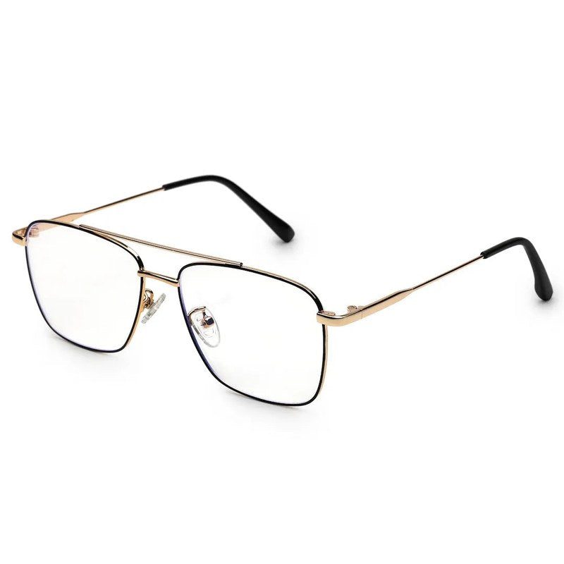 Nova Black & Gold Medium Full Rim Square Computer Glasses for Men & Women — Hashtag Eyewears