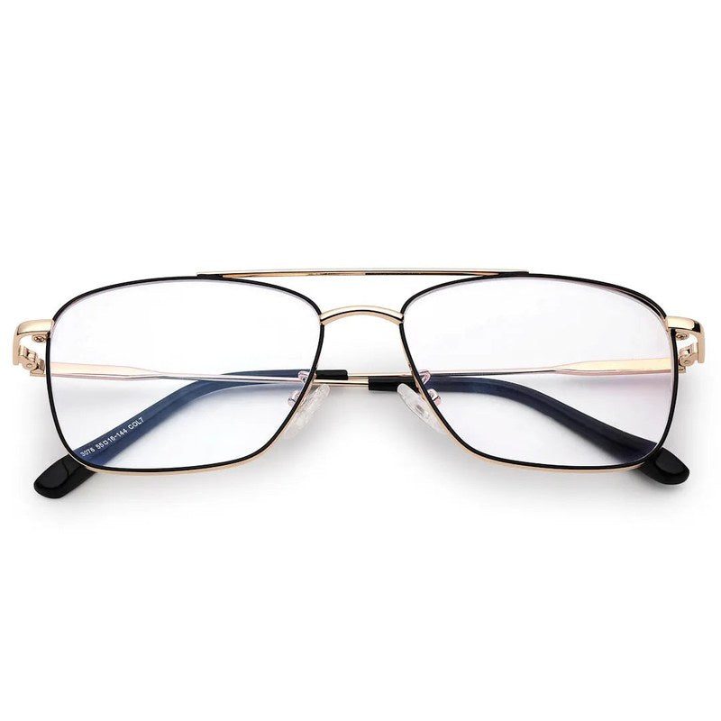 Nova Black & Gold Medium Full Rim Square Computer Glasses for Men & Women — Hashtag Eyewears