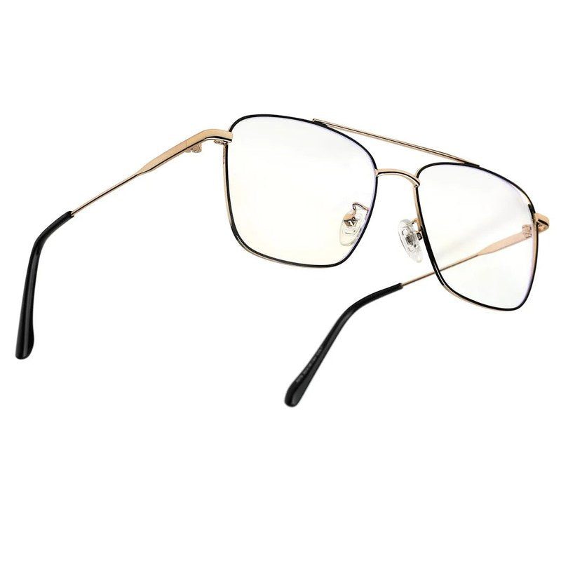 Nova Black & Gold Medium Full Rim Square Computer Glasses for Men & Women — Hashtag Eyewears