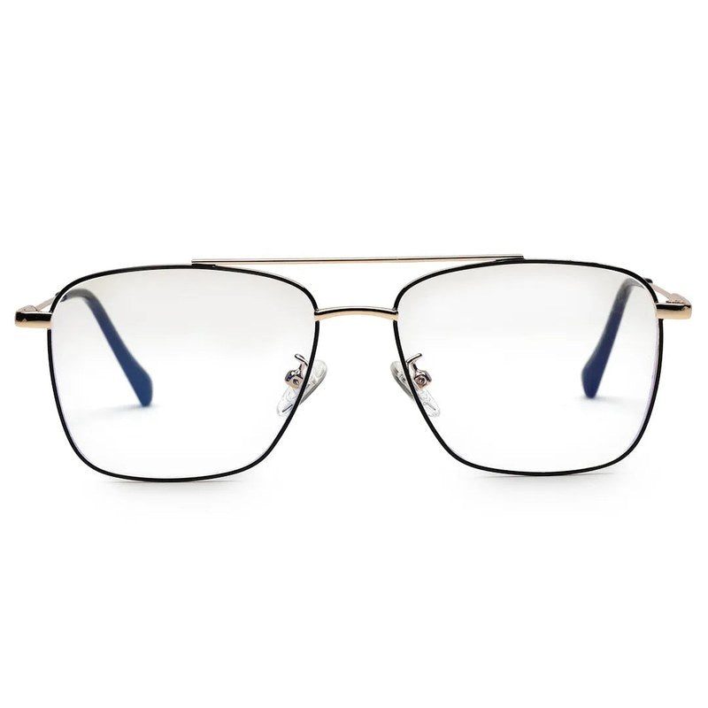 Nova Black & Gold Medium Full Rim Square Computer Glasses for Men & Women — Hashtag Eyewears
