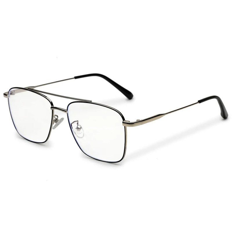 Nova Black & Silver Medium Full Rim Square Computer Glasses for Men & Women — Hashtag Eyewears